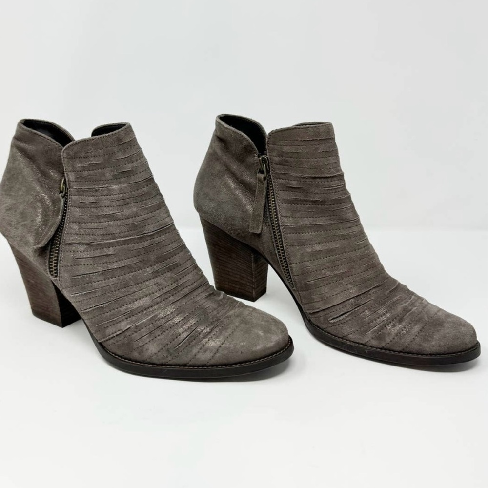 Paul Green Malibu Sliced Zip Ankle Heeled Bootie Gray 7.5